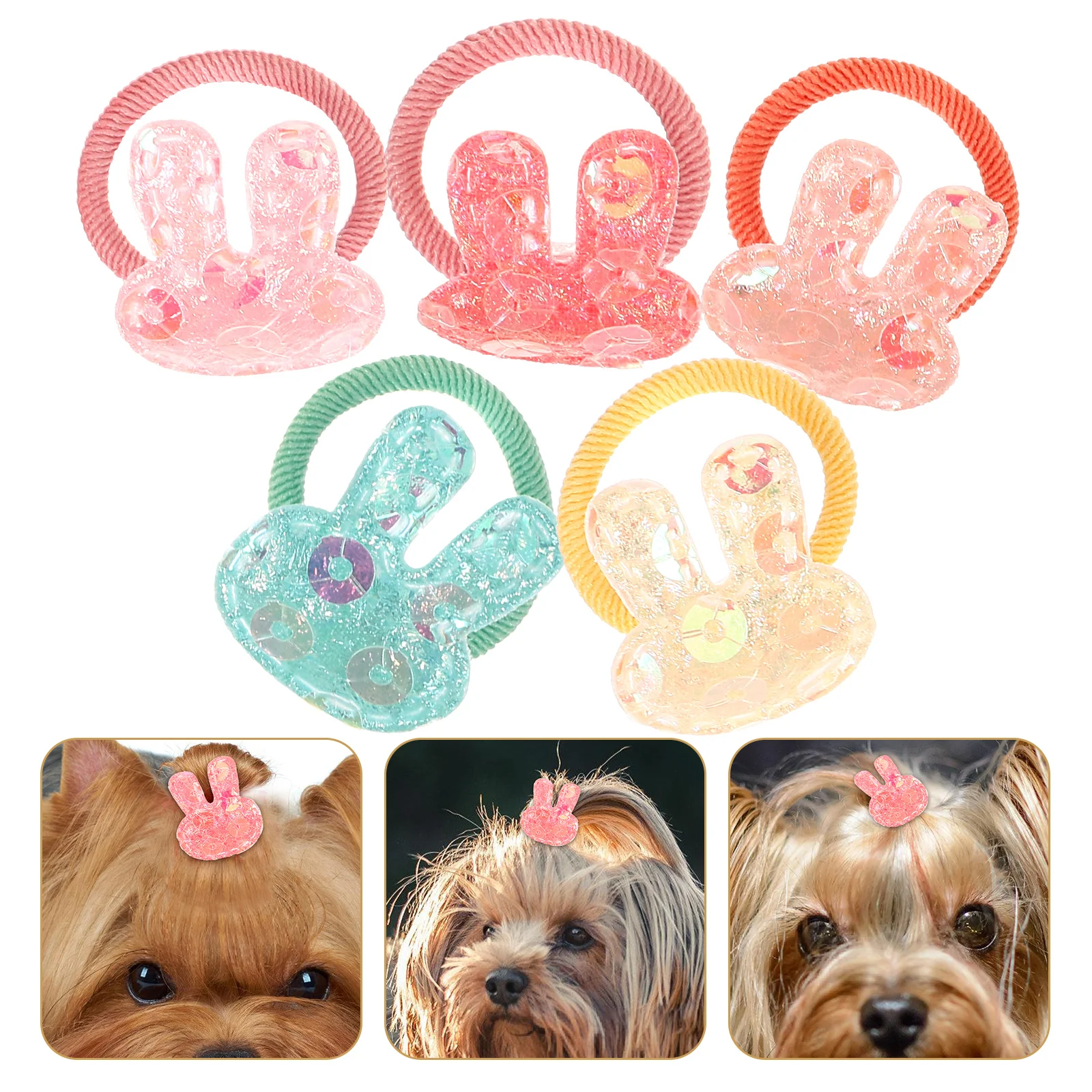 

10 Pcs Dogs Pet Head Flower Hair Toppers Accessories Fabric Cat Elastic Ties Infant