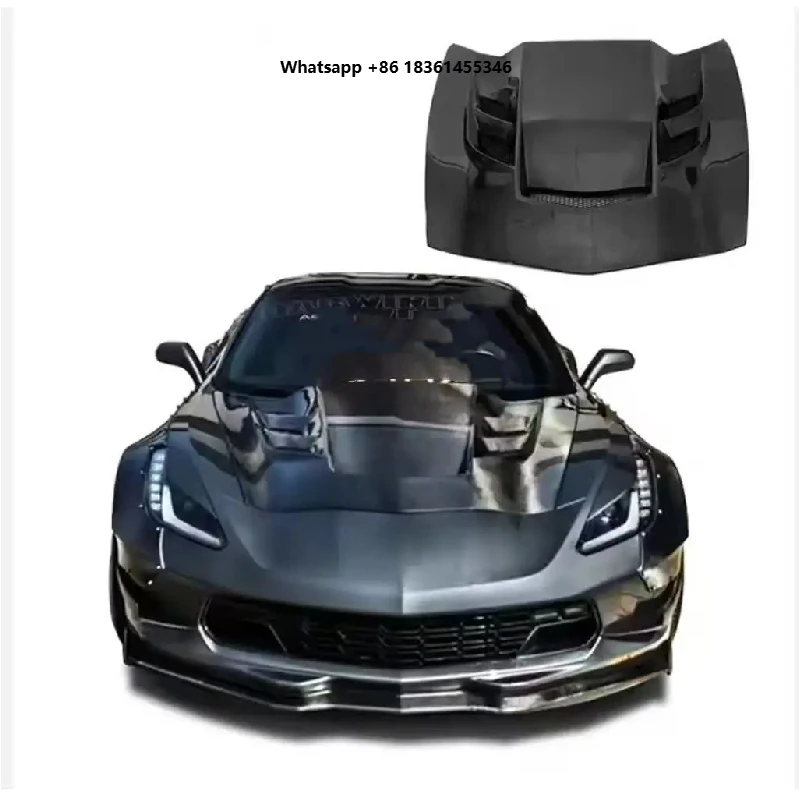 Fotografia 3: Capô de Fibra de Carbono Completo Estilo Regular C7, Leve, Peça de Substituição Direta para Tuning