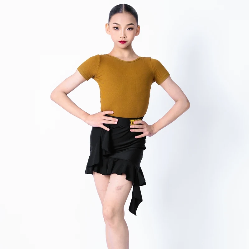 

Children Latin Dance Costume Kids Dancing Performance Practice Clothes Tango Split Set Girls Standard Training Clothes XH2531