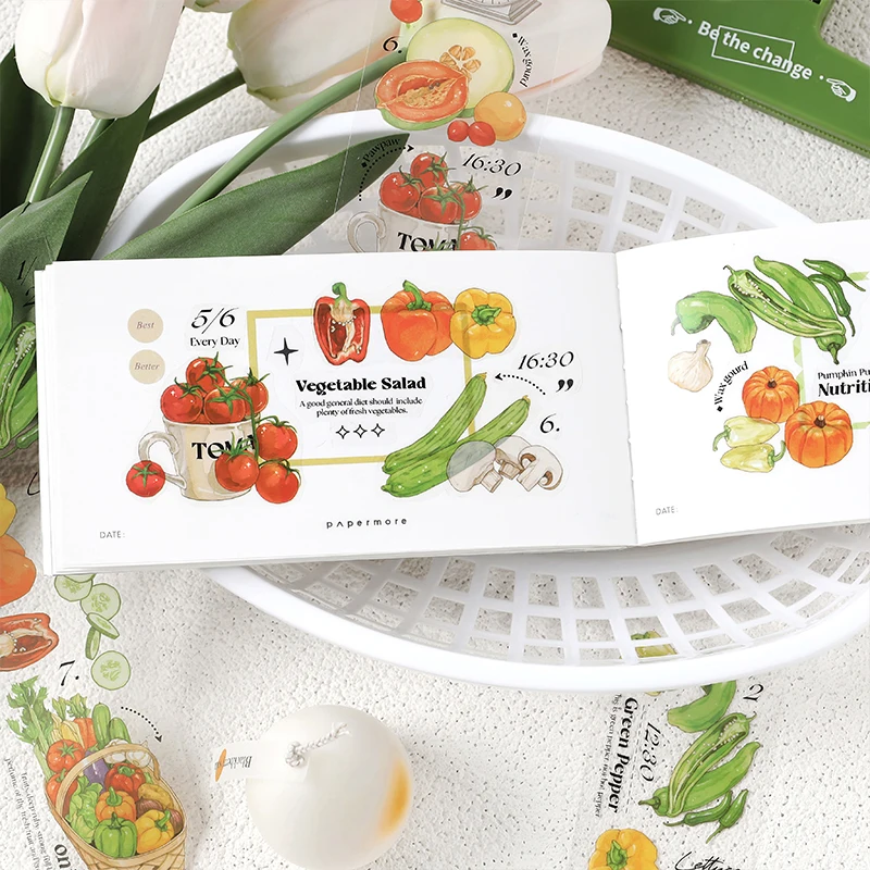 6 pcs/lot vegetable Stickers aesthetic Decorative Stick Labels journaling Album Scrapbooking Collage material