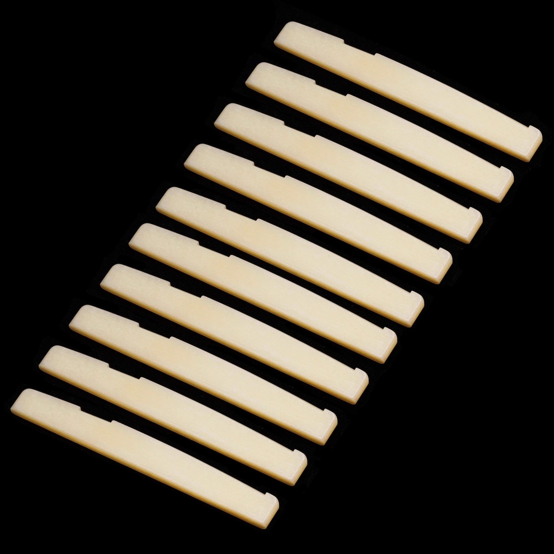 10x Guitar Unbleached Bone Saddle Compensated Luthier Nut Bridge 74x3x9mm (2 13/16\