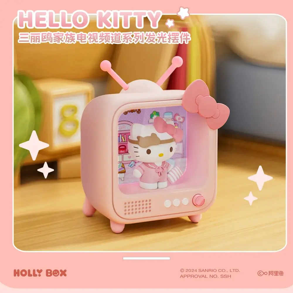 Hello Kitty Kawaii Sanrio caja ciega TV con diseño de luz nocturna pequeña dibujos animados lindo buen amigo niña corazón regalo de cumpleaños para niñas