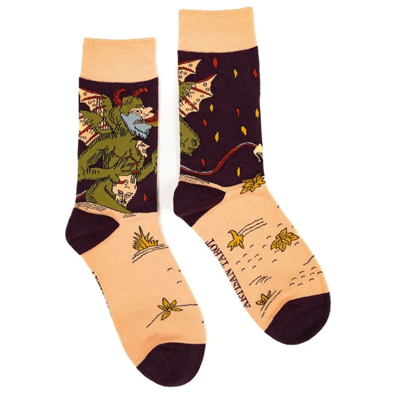 Spring/Summer New Personalized Gothic Style Dark Retro Jacquard Fashion Socks Couple Cotton Socks