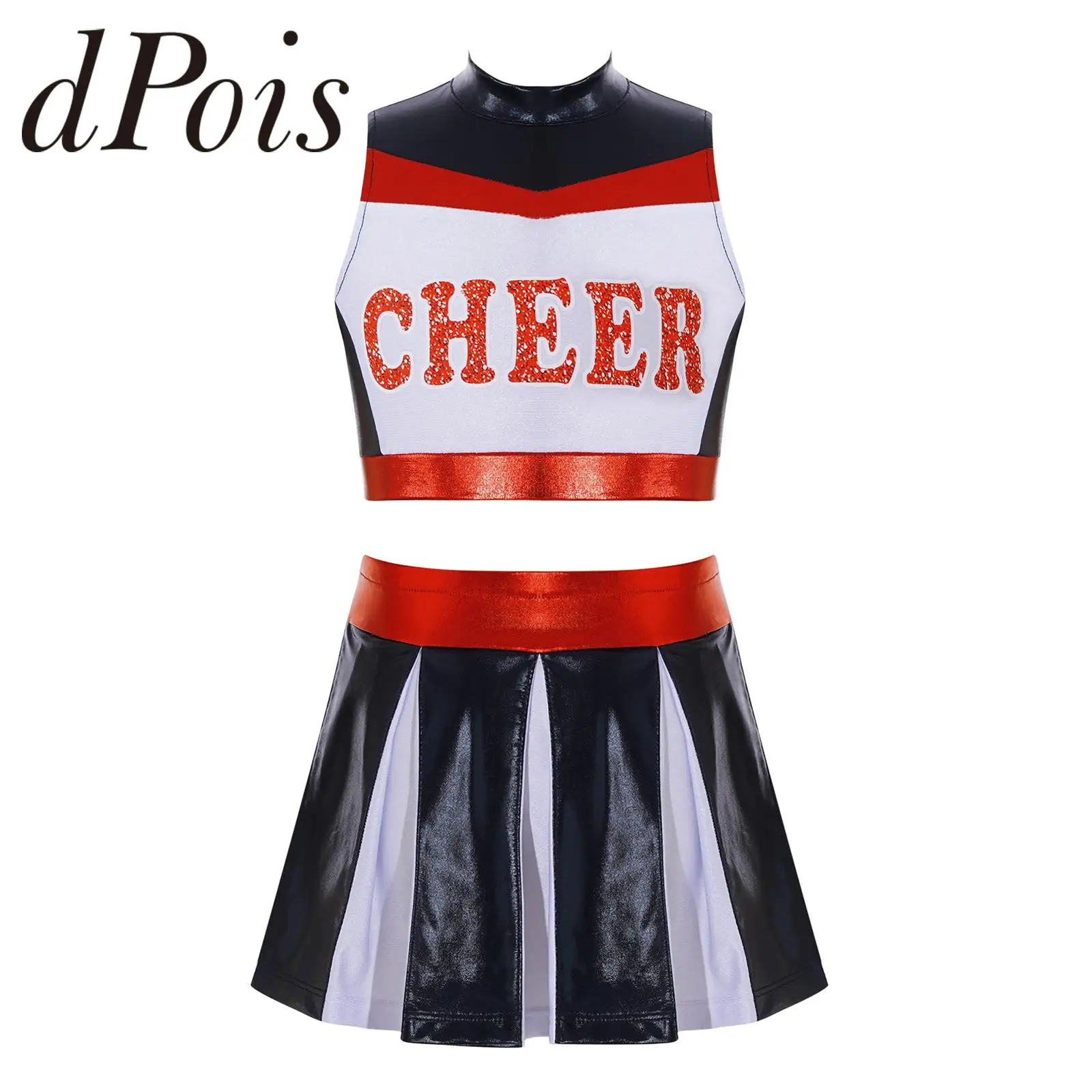 Kids Girls Cheerleading Outfit Uniform Halloween Cheerleader Costume Cheer Leader Children Dance Outfit Performance Dancewear