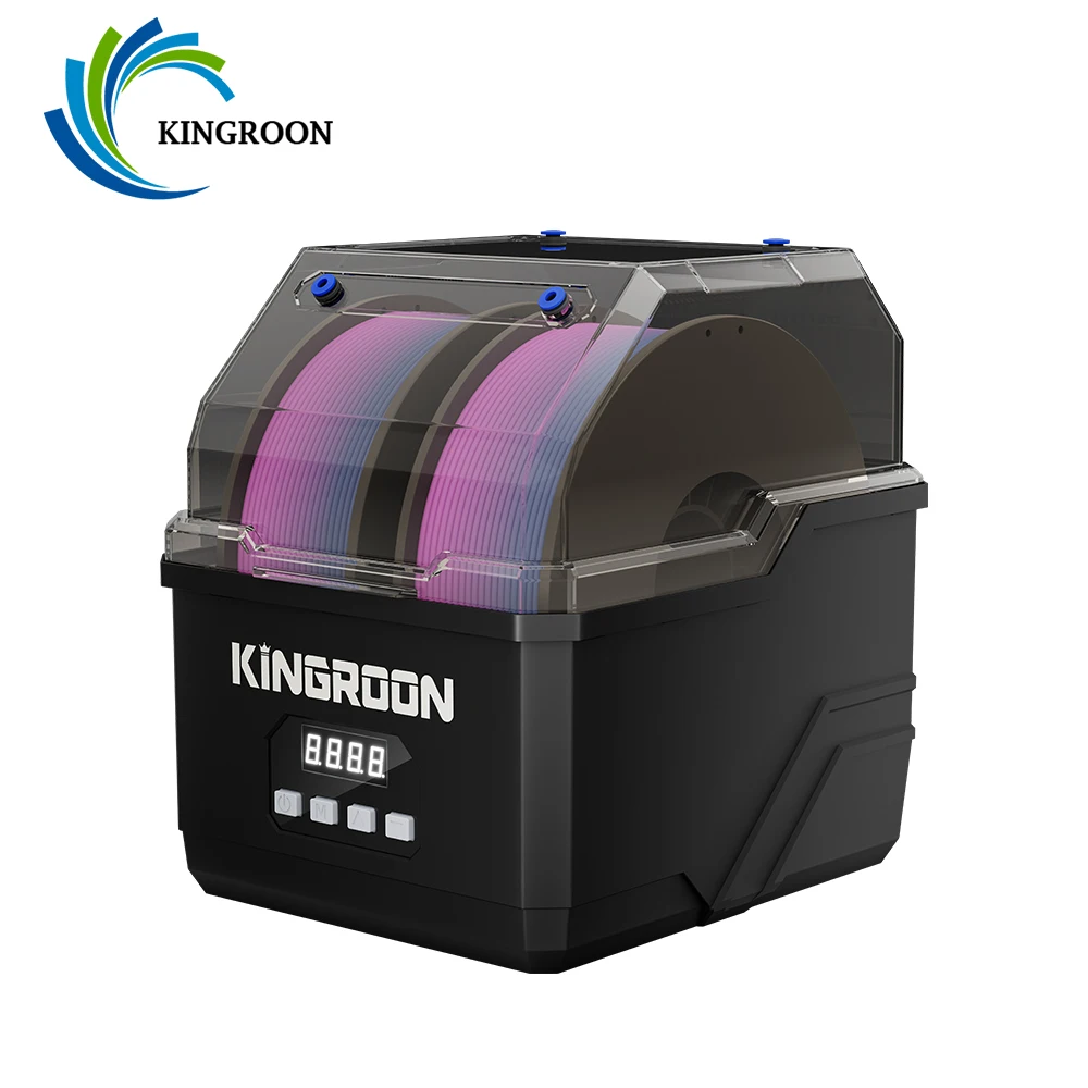 KINGROON Filament-Trockner KR02 Trockenbox 3D-Drucker Filament-Vorratsbox 24 Stunden 360° Heißluft-Heizung Doppelspule Neu Schwarz