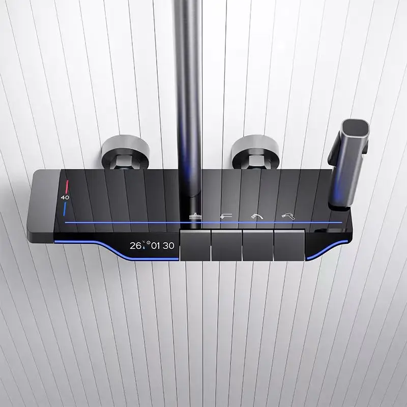 全銅製シャワーセット、浴室恒温デジタル表示雰囲気ラック、シャワー