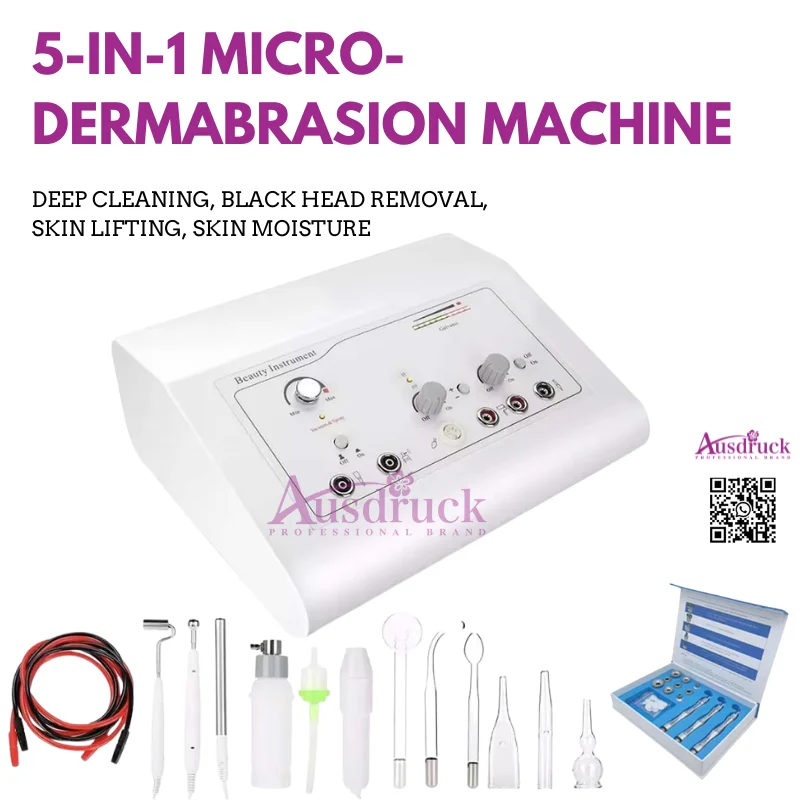 NUOVO Aggiornato 5in1 Microdermoabrasione Dermoabrasione Peeling Macchina Galvanica Ad Alta Frequenza Cura Della Pelle Viso Bellezza Spa Attrezzature