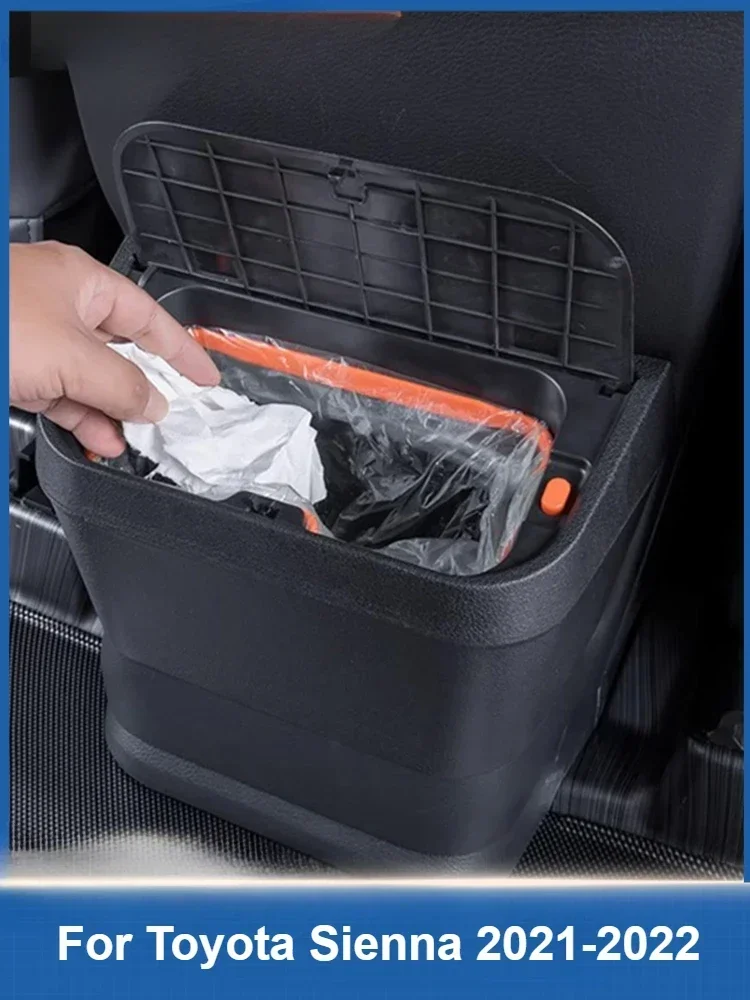 For Toyota Sienna 2021-2024 Car Trash Can TPE Second Row Storage Box Waterproof Interior Modification Accessories StowingTidying