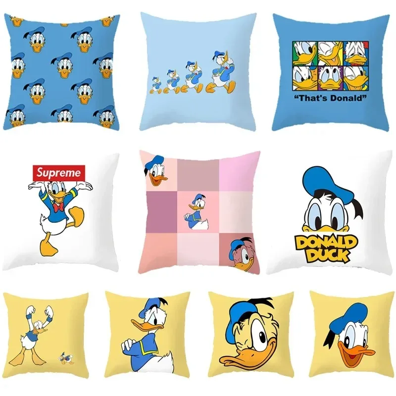 

Home Decor Donald Duck Cartoon Pattern Decorative Pillowcase Pattern Cushion Cover Suitable For Sofa Bedroom Car Pillow Cover