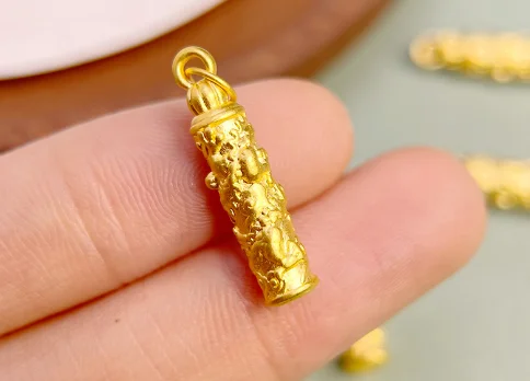 new arrival 999 real gold jewelry pendants 24k pure gold dragon pillar pendant