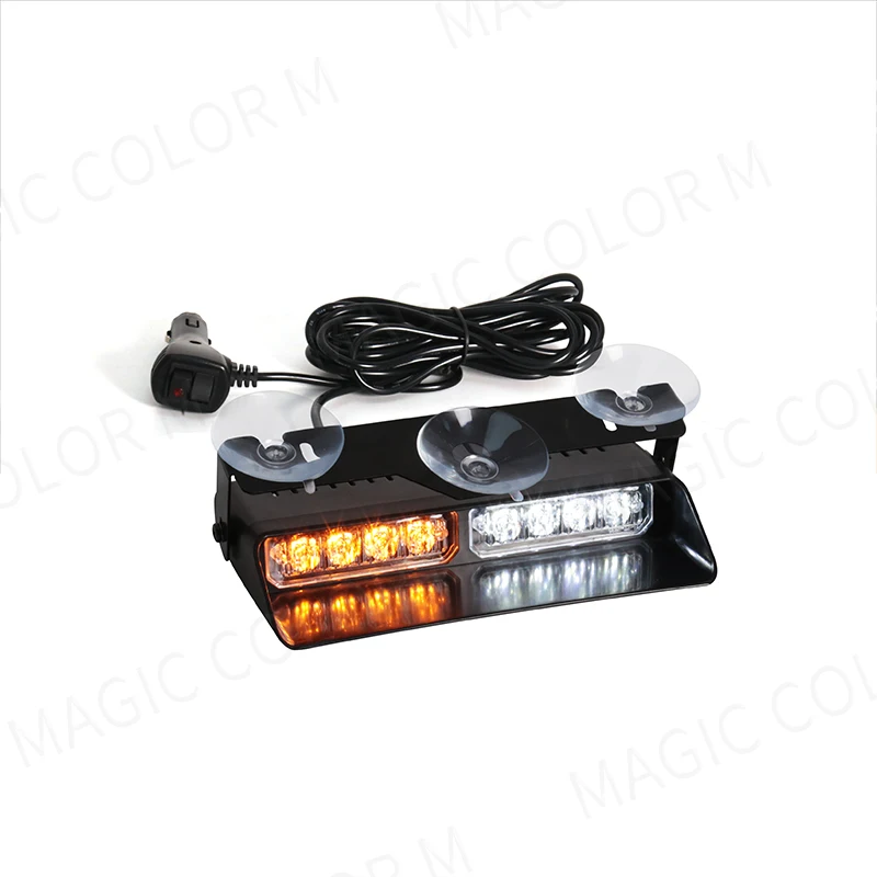 LED Car Strobe Light For Emergency Flash Warning Lamp Windshield Bar 8 Beads Red Blue Amber White Waterproof Auto Light Assembly