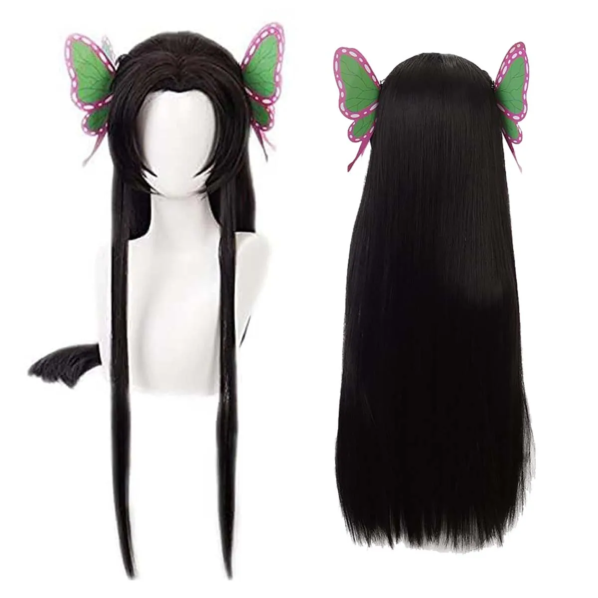 حفلة الهالوين Kochou Kanae Demon Slayer Cosplay شعر مستعار أسود طويل للنساء