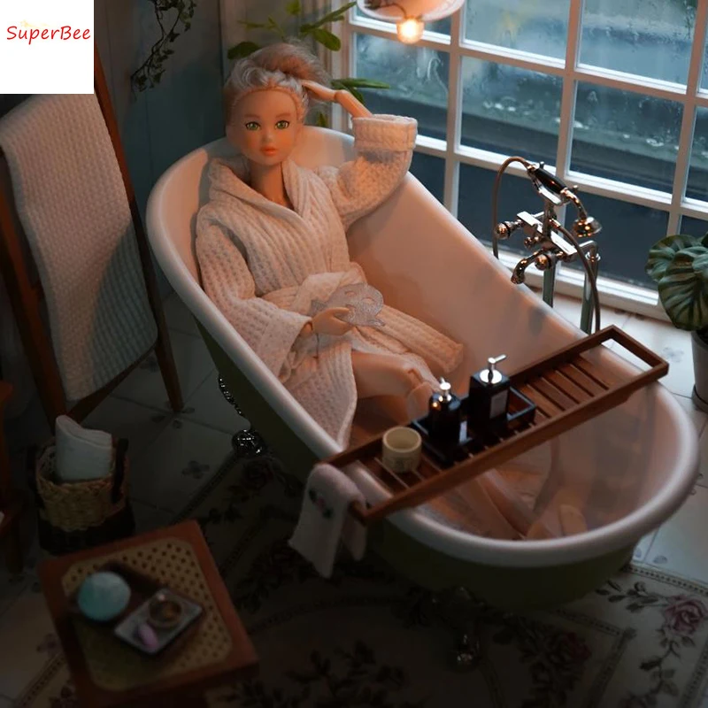 Mini vasca per casa delle bambole/modello vasca da bagno intagliato per casa delle bambole Articoli da bagno in miniatura Accessori per la decorazione di mobili Regali per bambini