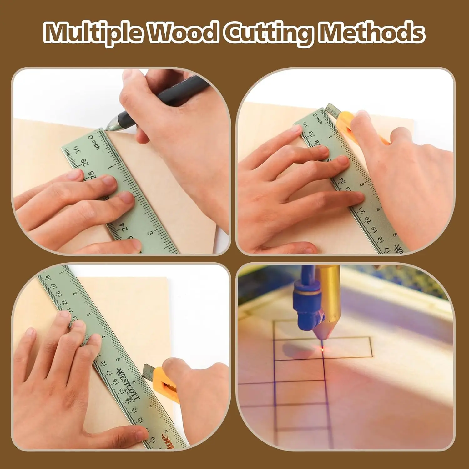 Folhas de basswood de 1/8 polegadas, 12x12 polegadas, 36 peças de placas de madeira inacabadas para artesanato diy, corte a laser, pintura