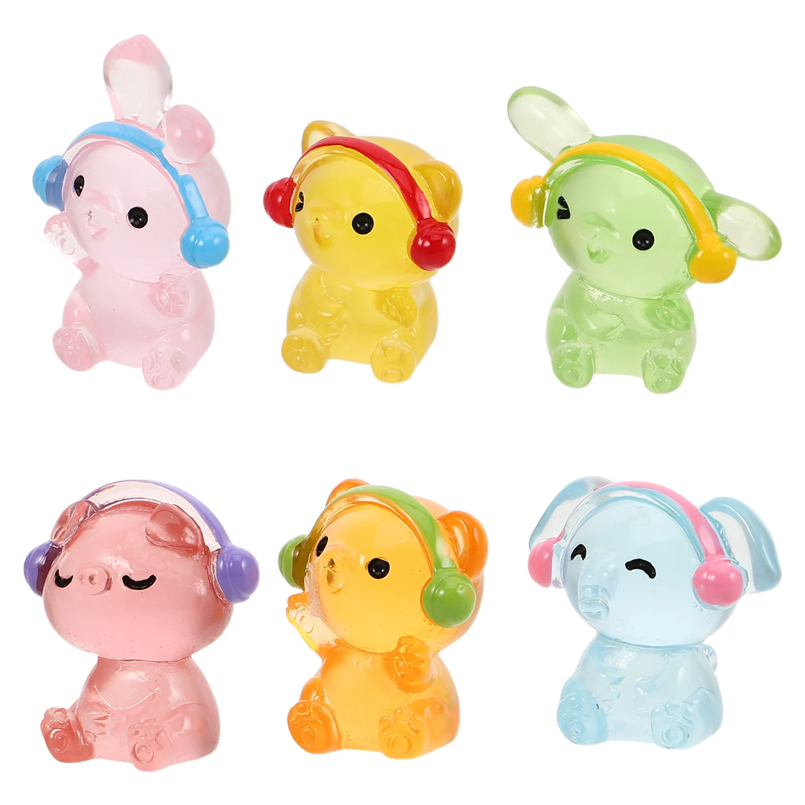 

6 Pcs Cute Animal Ornaments Realistic Cartoon Figures Resin Small Figurines Mini Decor Accessories for Desktop Microlandscapes