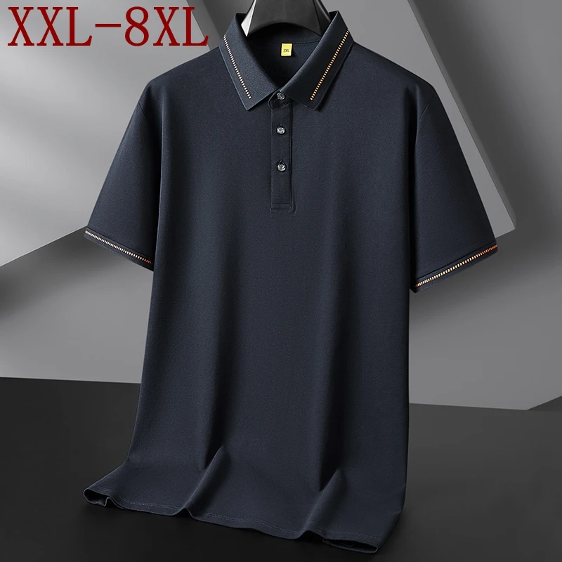 

Мужская рубашка-поло 8XL 7XL 6XL, новинка 2026 года, летняя, элитная, из дышащего хлопка, деловая повседневная, свободного кроя, с отложным воротником
