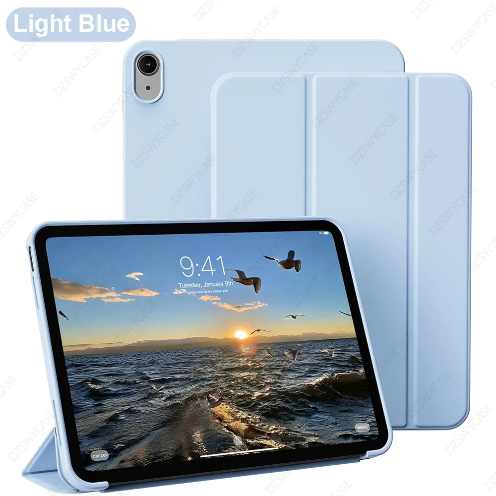 Case voor iPad 11e (A16) 11 inch 2025/10e generatie 10,9 inch 2022, ondersteuning Auto Wake/Sleep, driebladige standaardcover, met zachte TPU-achterkant