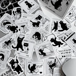 30 Pcs Kawaii Black Cat Series Stickers Decoration Cute Cats Stickers Self-adhesive Scrapbooking Stickers For Laptop Planners