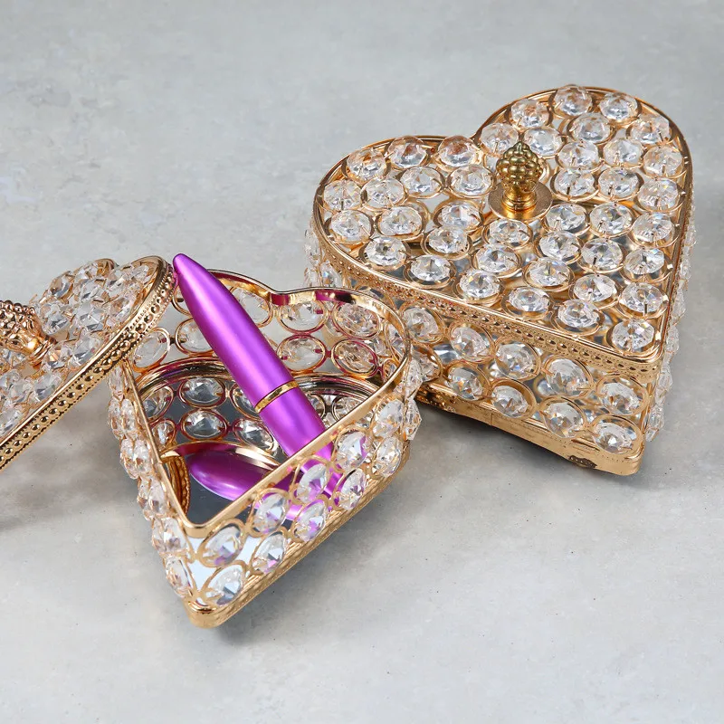 Heart-shaped Crystal Mirrored Jewelry Box Jewelry Trinket Organizer Treasure Box Home Decor Storage Holder Chest Keepsake Box