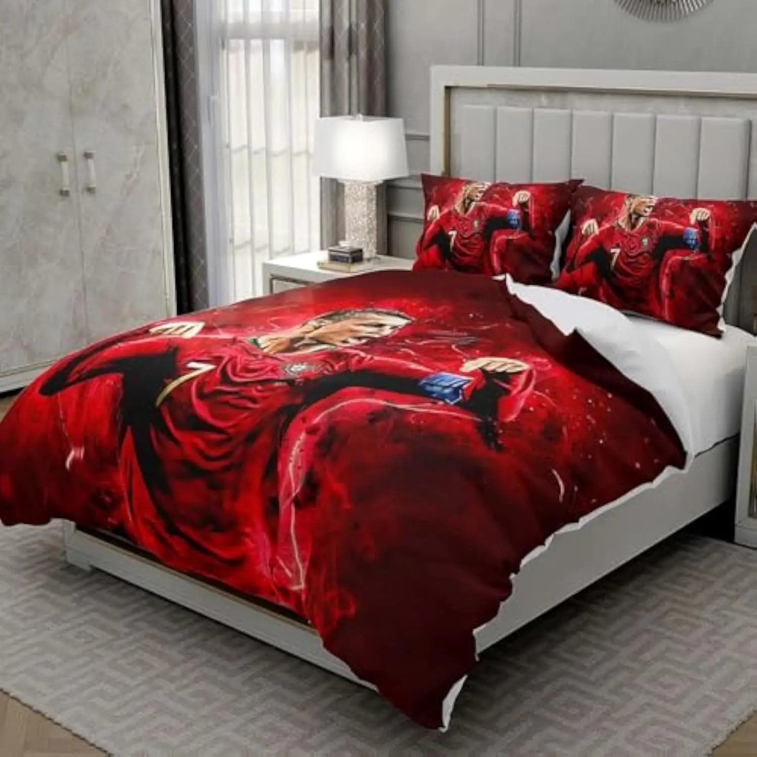 كرة القدم غطاء لحاف CR7 التوأم ستوكات 2 قطعة الاطفال حاف مجموعة غطاء لينة تنفس إغلاق كرة القدم التوأم طقم سرير غرفة نوم