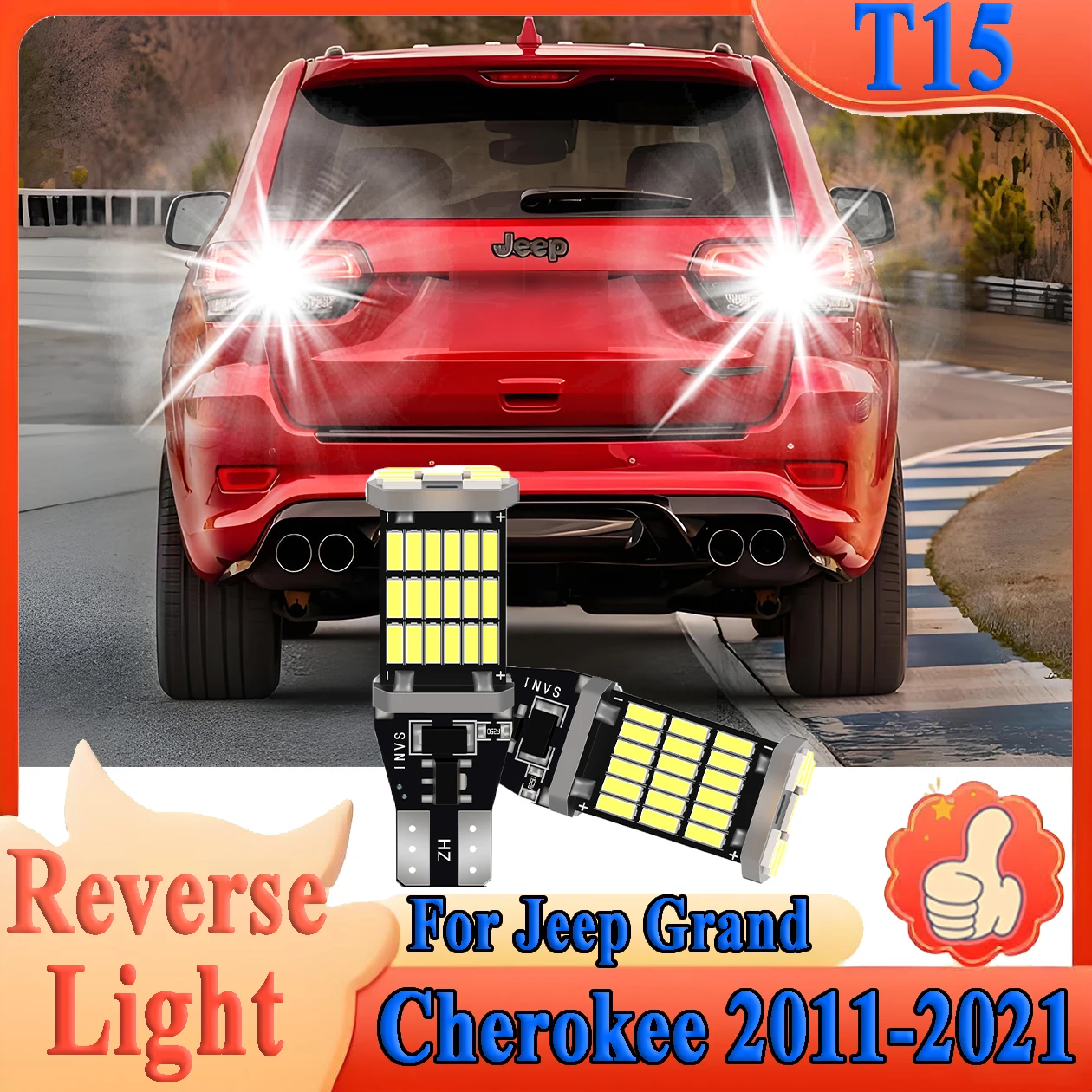 

2PCS T15 W16W Car LED Reverse Light 6000K White CSP Chips For Jeep Grand Cherokee 2011-2016 2017 2018 2019 2020 2021 Car Light
