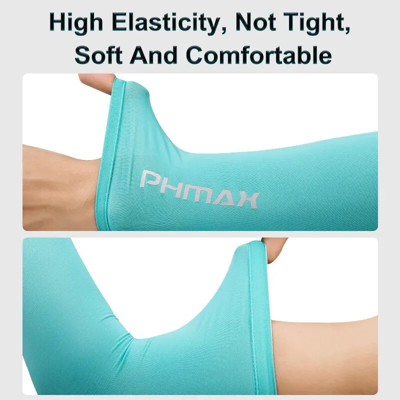 PHMAX Cycling Arm Sleeves Breathable UV Protection Running Arm Covers Fitness Basketball Elbow Pad Ice Silk Arm Wamrers