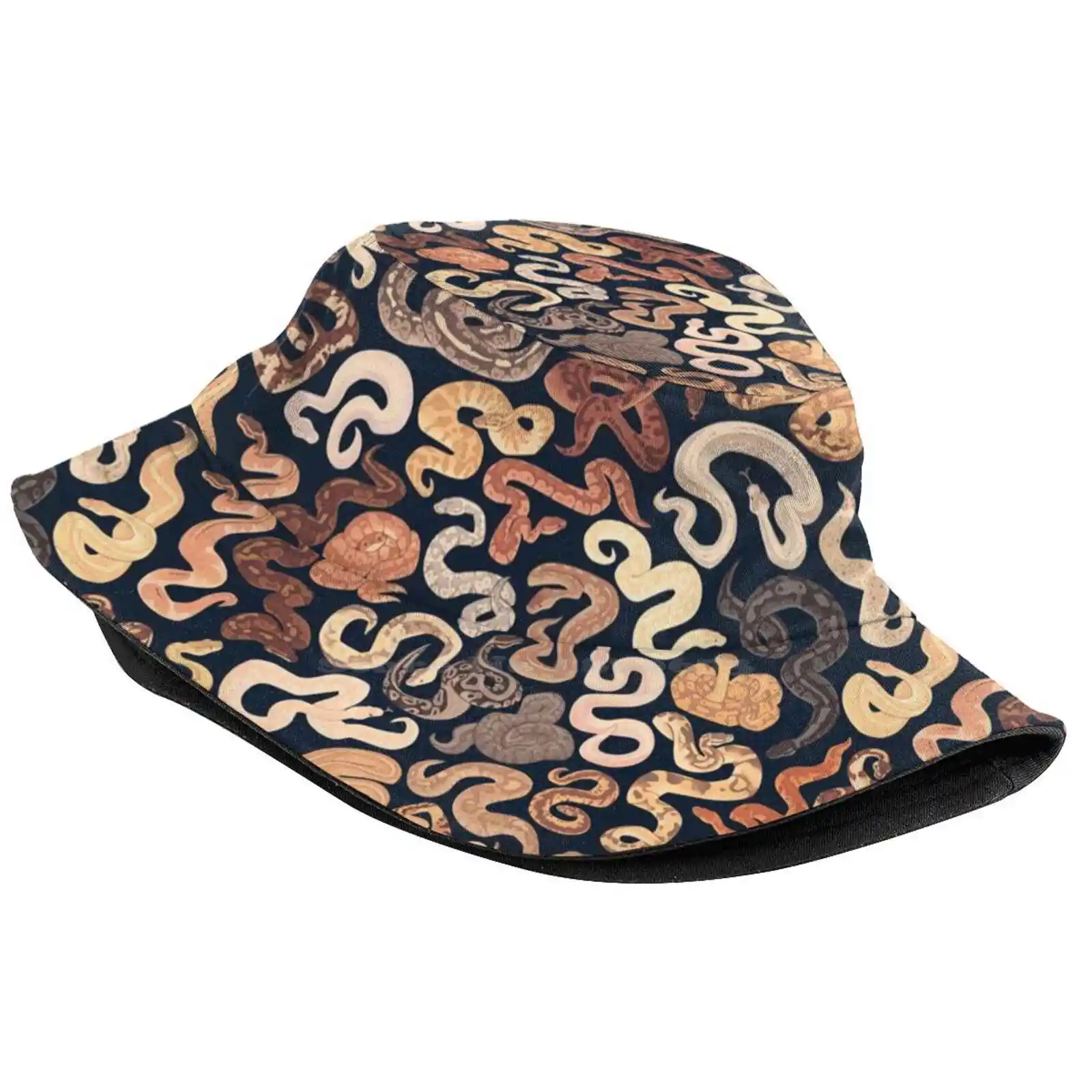 Morph Flavored Noodles In Dark Blue Sun Cap Fisherman Hat Bucket Hats Ball Python Snakes Blue Pattern