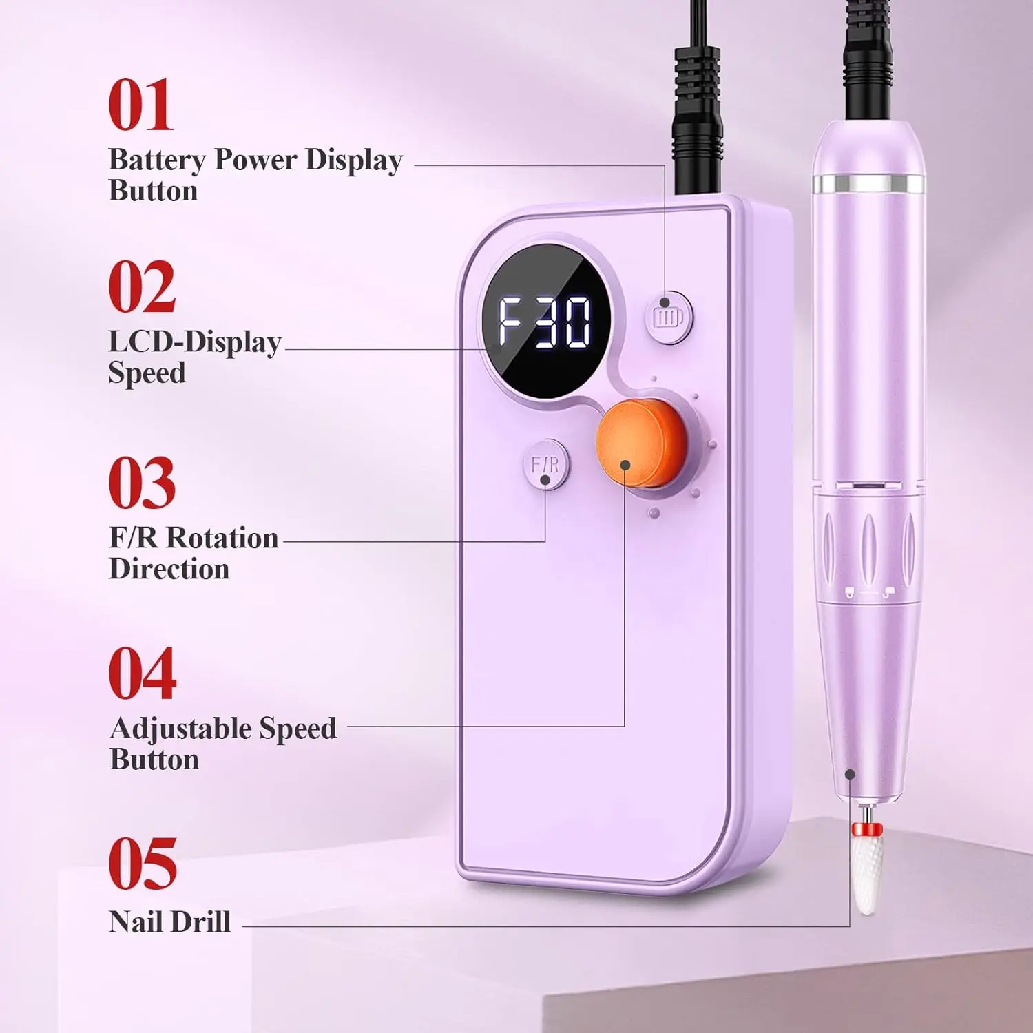 Trapano per unghie portatile professionale 2024 Macaron Color Trapano elettrico per unghie 30000 giri/min per unghie gel acrilici ricaricabili