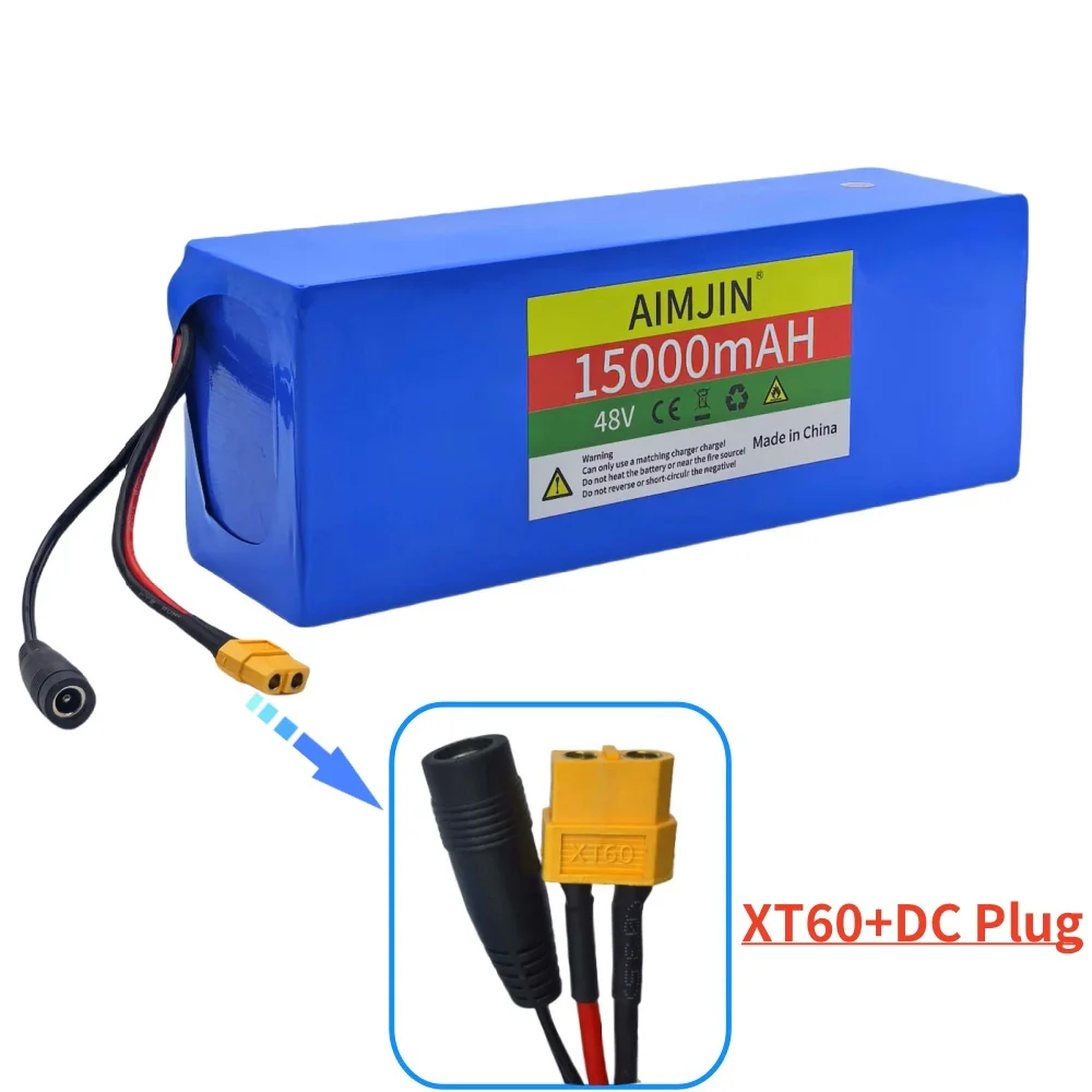 13S4P 48V 15000mAh 18650 Lithium Battery Pack,for Electric Scooter Bicycle Li-ion Replacement Batteries with BMS