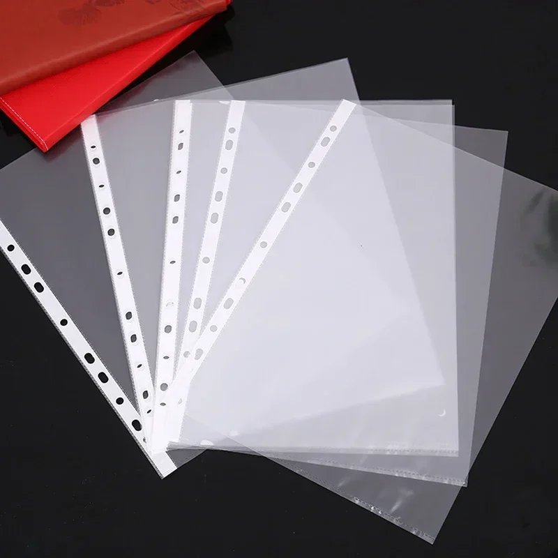 100pcs A4 Sheet Protectors 11holes Transparent Plastic Bag Paper Organizer Document Bag Clear File Bag for Loose Leaf Documents