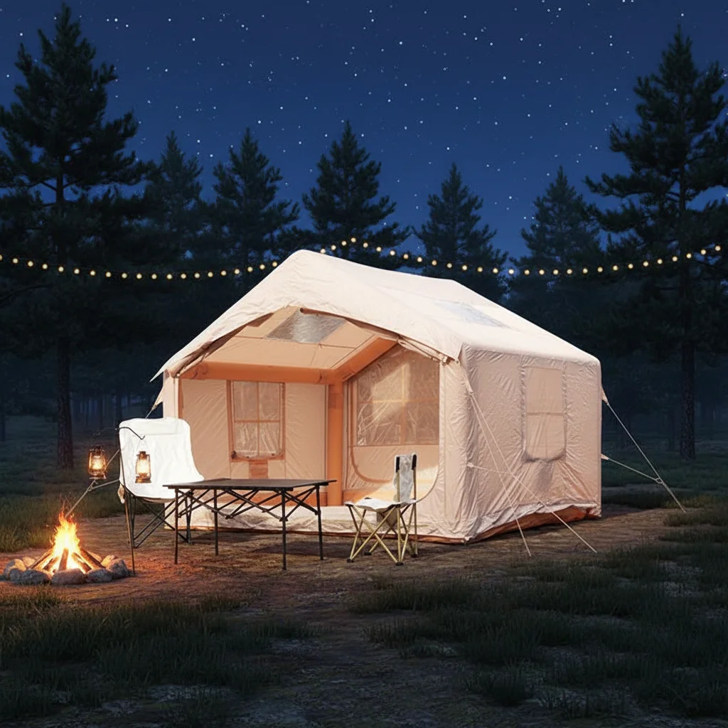 

Heavy Duty Moisture Proof Warm Inflatable Tent with UV Resistant Coating and Windproof Structure 7.5 Person Inflatable Tent