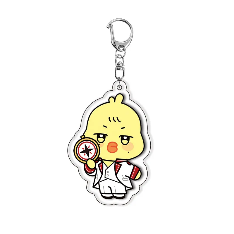 8pcs One Set Cartoon IP Character Rabbit Squirrel Chick Key Chain Keychains Ring For Accessories Bag Cartoon Pendant Keyring