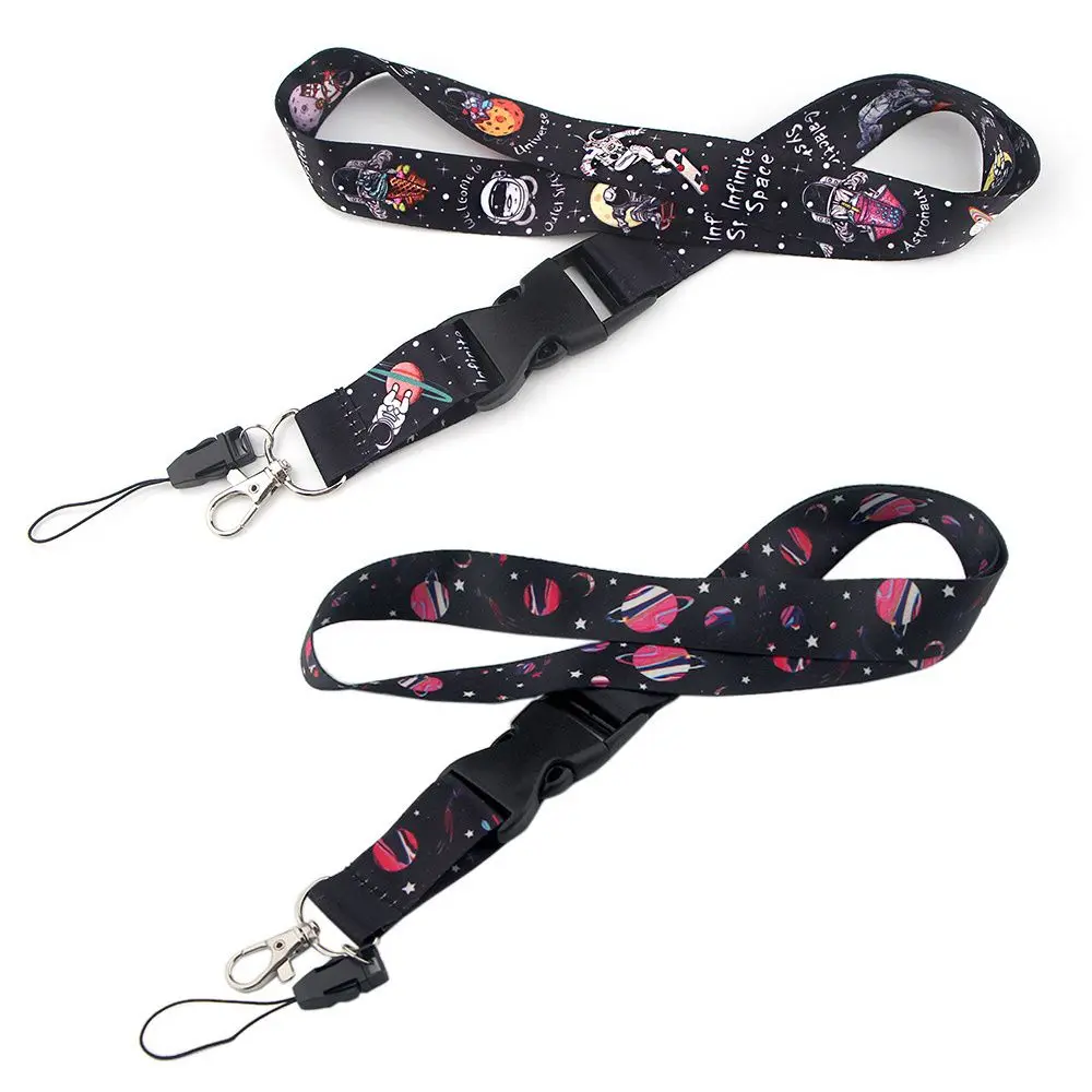 Rope Key Ring Holder Webbings Ribbon Astronauts Lanyard Stars Pattern Hang Ropes Mobile Phone Strap Outer Space Neck Straps