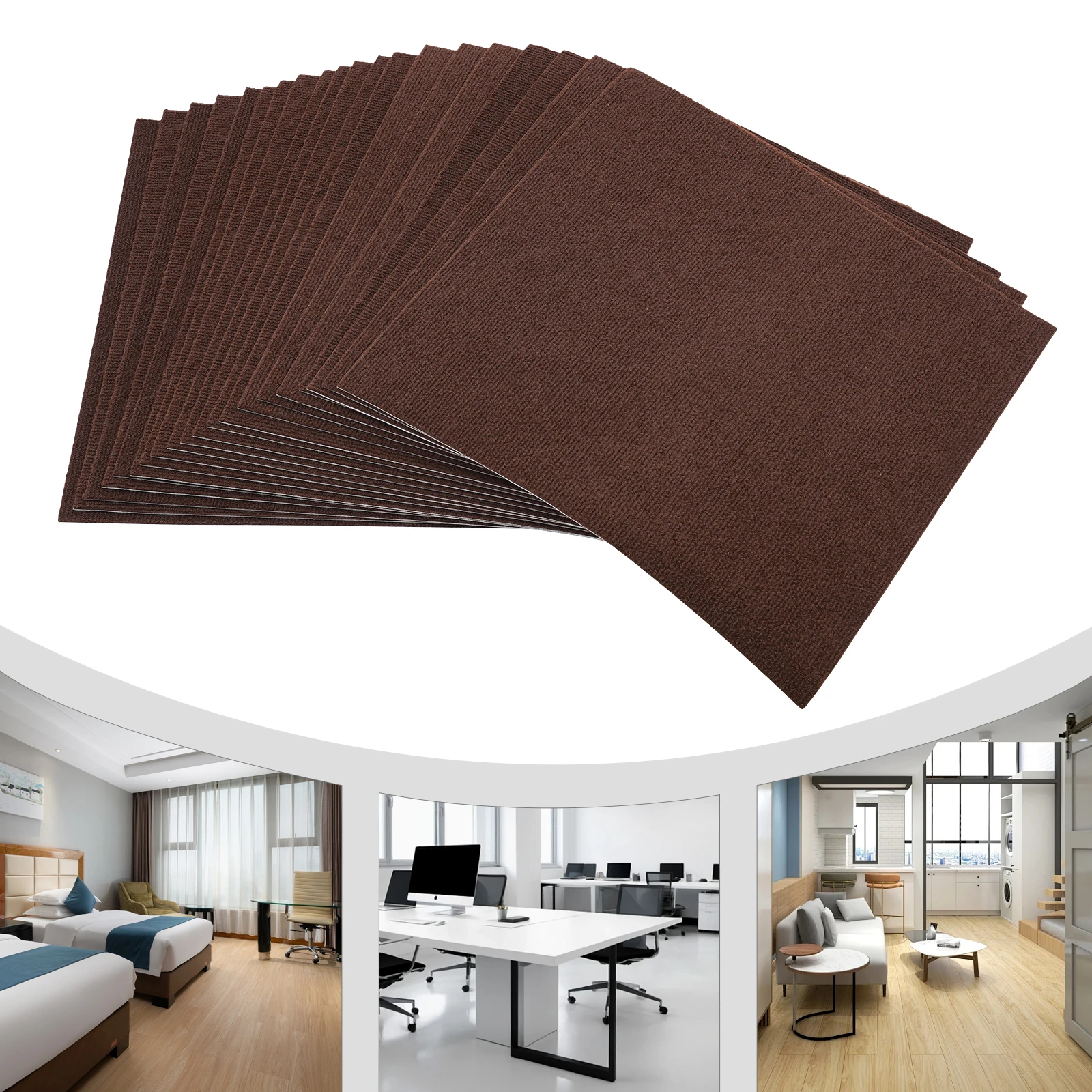 Modern Fabric, TPR Brown Square Carpet, Floor Carpet, Adsorption Type Self-adhesive Carpet