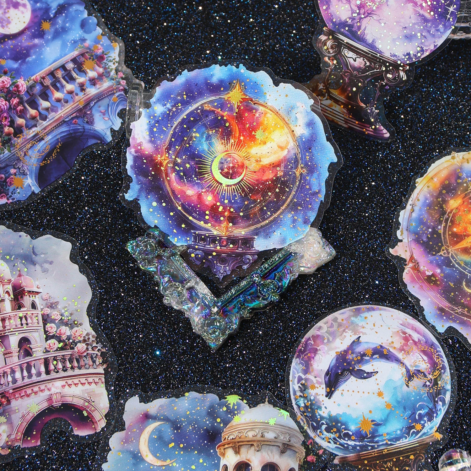 12 pcs/pack Fantasy In The Starry Sky series PET Sticker DIY Scrapbooking Supplies Art Collage Junk Journal Stationery Stickers