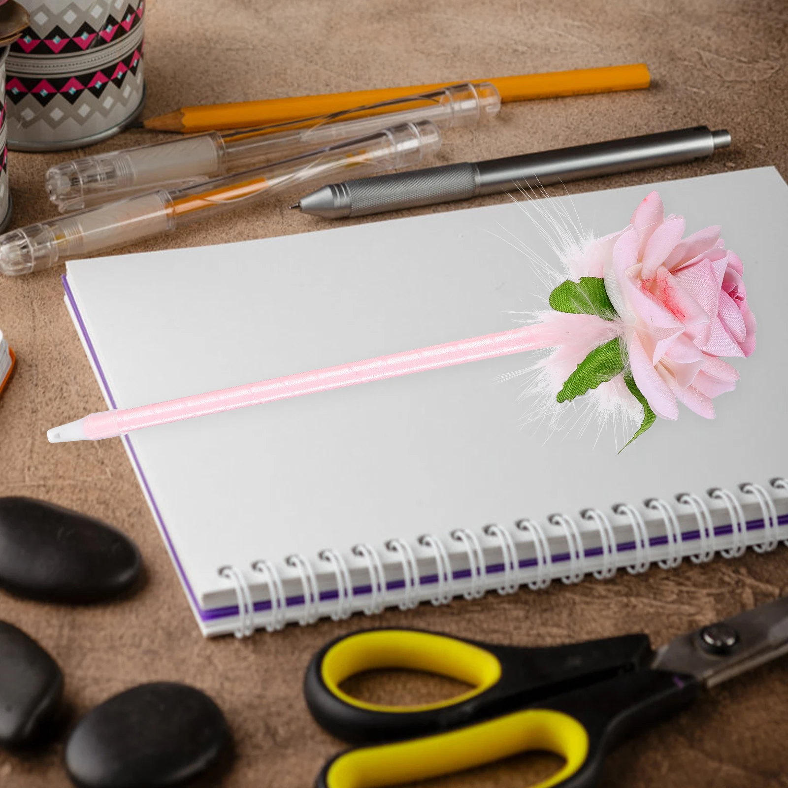 

2Pcs Simulated Floral Ballpoint Pens Portable Neutral Ink Pens Cute Flower Shaped Writing Stationery for Office School