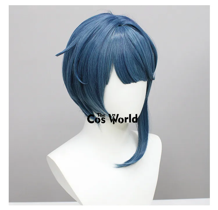 Genshin Xingqiu 35 cm kurze gerade Spiele Cosplay Perücken Faser hitzebeständiges Kunsthaar + Perückenkappe