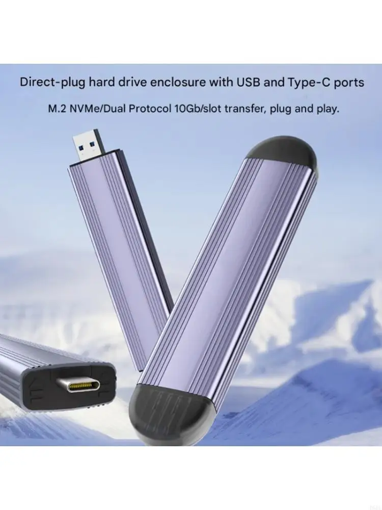 D5BE Plugs Play M.2 NVME NGFFs SSDs Enclosure 10Gbps Speed For Laptops And Desktops With Double USB A And C Connectivities