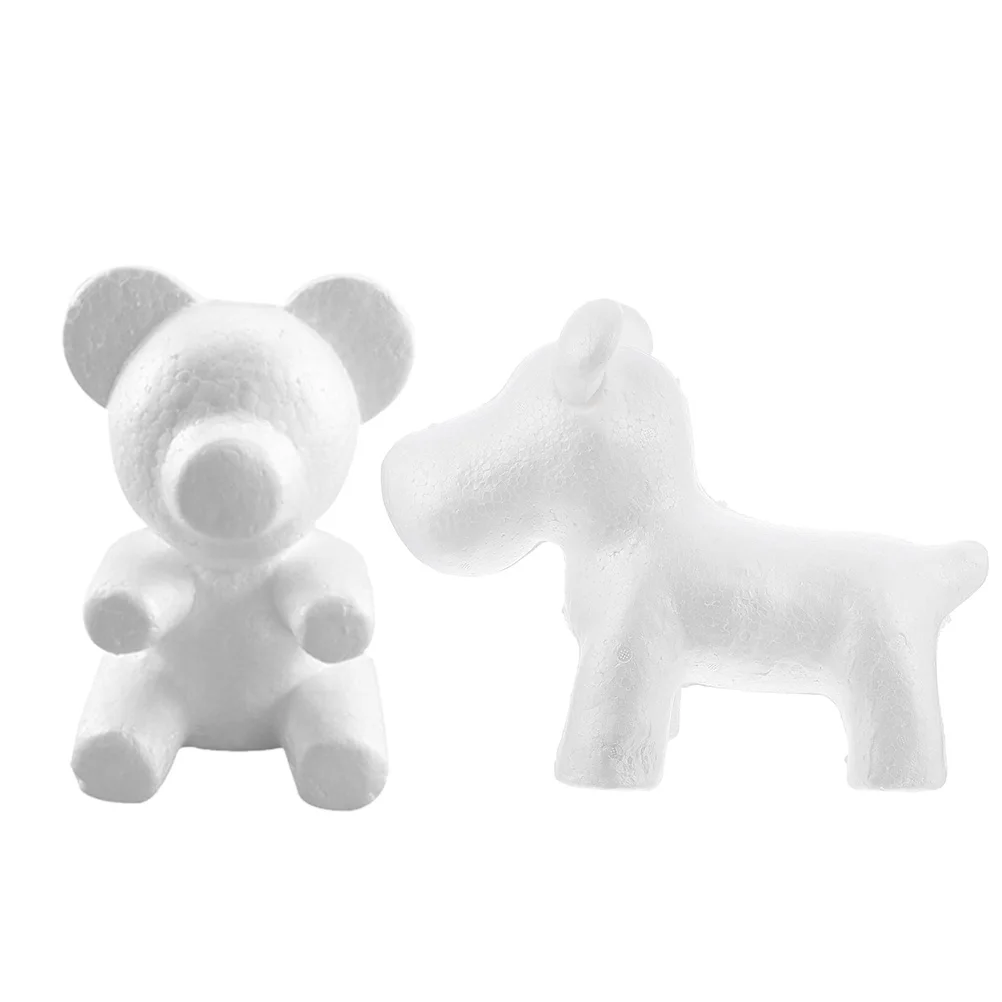 

2 Pcs Puppy Bear Shape Craft Foam Model Embryo 20cm Handicraft Kit Easy Decorative Roses Reusable Creative Parent Child