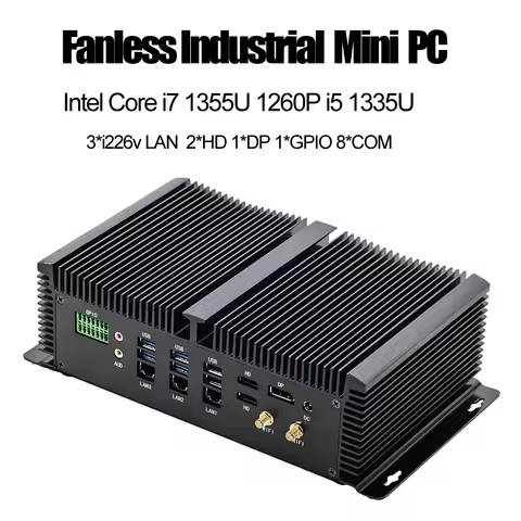 ITX Industrial Solid Mini PC Intel i7 1355U i5 1335U 3xi226-V 2.5G 2xDDR5 2xPCIe4.0 8xCOM GPIO Fanless Computer 2xHD 1xDP Win11