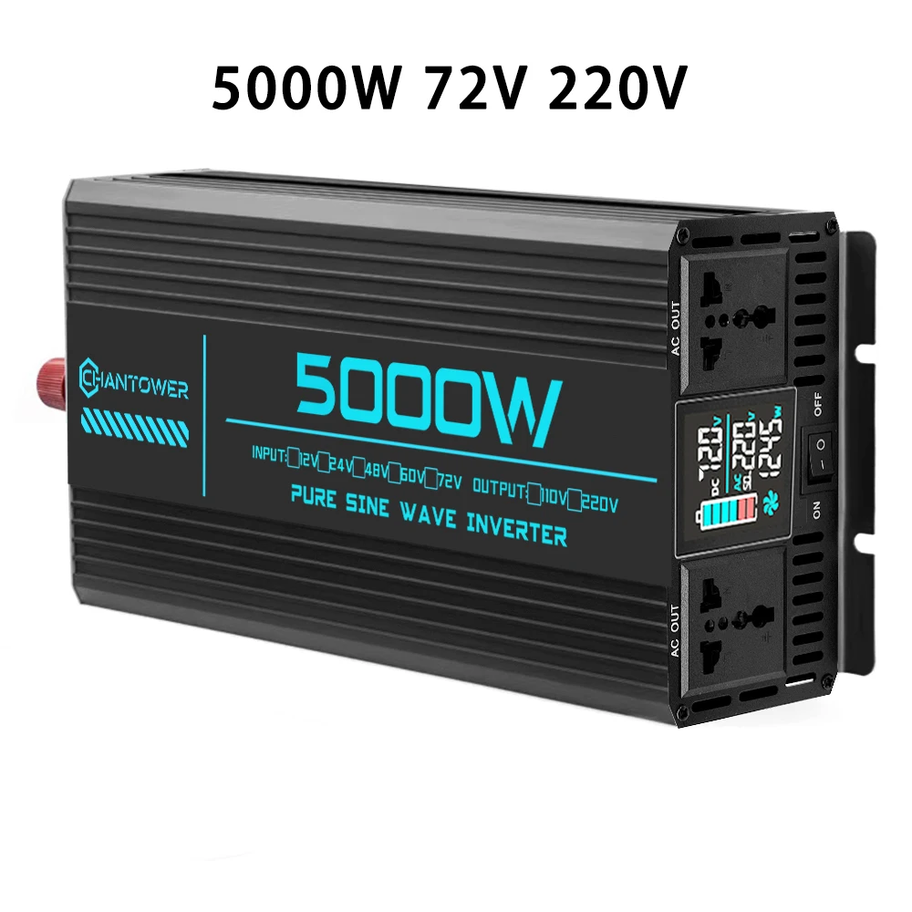 Pure Sine Wave Inverter DC 48V/72V to AC 220V 1000W 1600W 3000W 4000W 5000W 6000W LCD Display Power Converter Car Solar Inverter image 3
