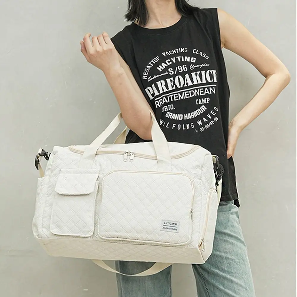 Oxford Travel Duffel Bag Sturdy Foldable Travel Luggage Bag Multi Layered with Shoe Compartment Large Capacity Handbag Trip