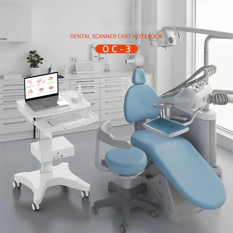 Contemporary Aluminum Alloy Dental Trolley & Computer Cart for Oral Scanners Hospitals Commercial Use