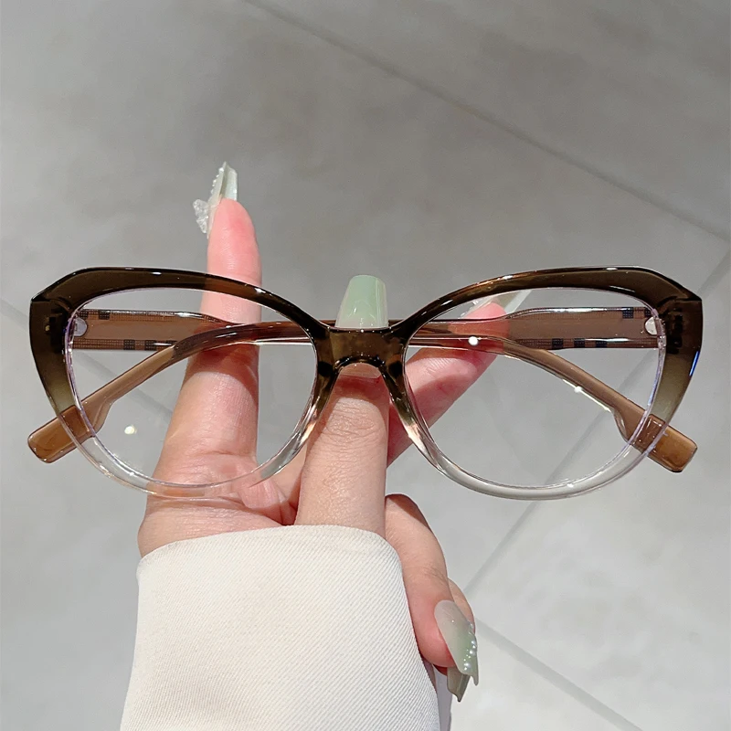 GM LUMAIS Vintage Cat Eye Brille Frauen Neue Mode Farbverlauf Candy Farbe Vollrand Optische Rahmen Blau Licht Blockieren Brillen