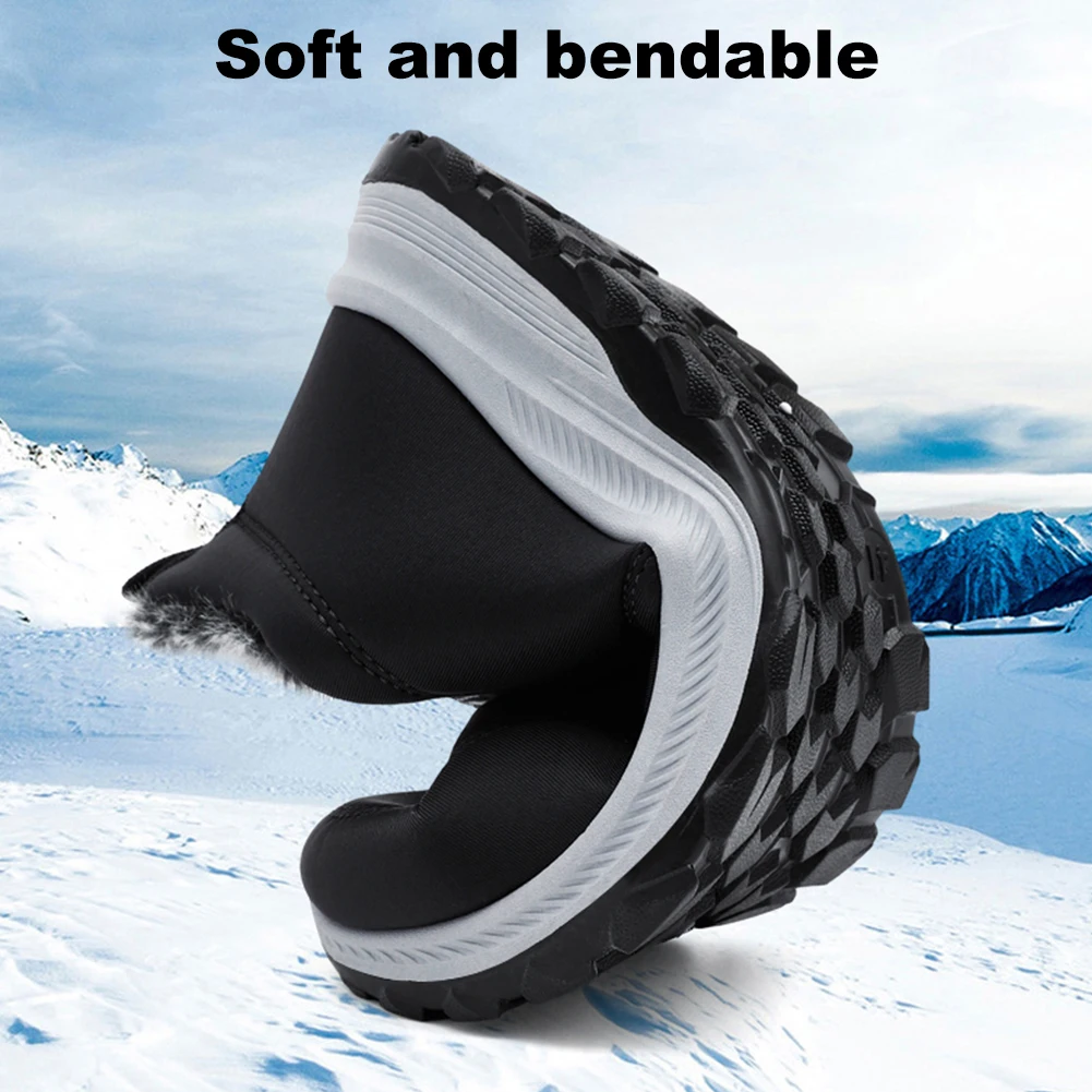 

Mens Snow Boots Lightweight Thermal Ankle Boots Non-slip Slip On Sneakers Comfortable Winter Thick Fur Shoes for Outdoor Sports