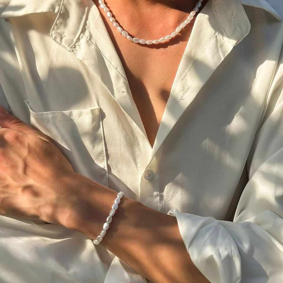  Salircon New Simple Imitation Pearl Necklace Bracelet Set Women Pendant Vintage Exquisite Clavicle Chains Party Accessory Gift 