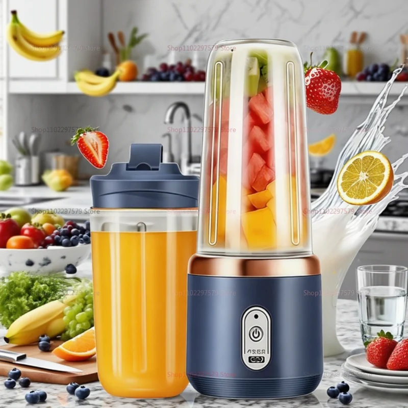 Portable Blender Juicer 400ml Electric Fruit Juicer USB Charging Lemon Orange Fruit Juicing Cup Smoothie Blender Machine 2cups