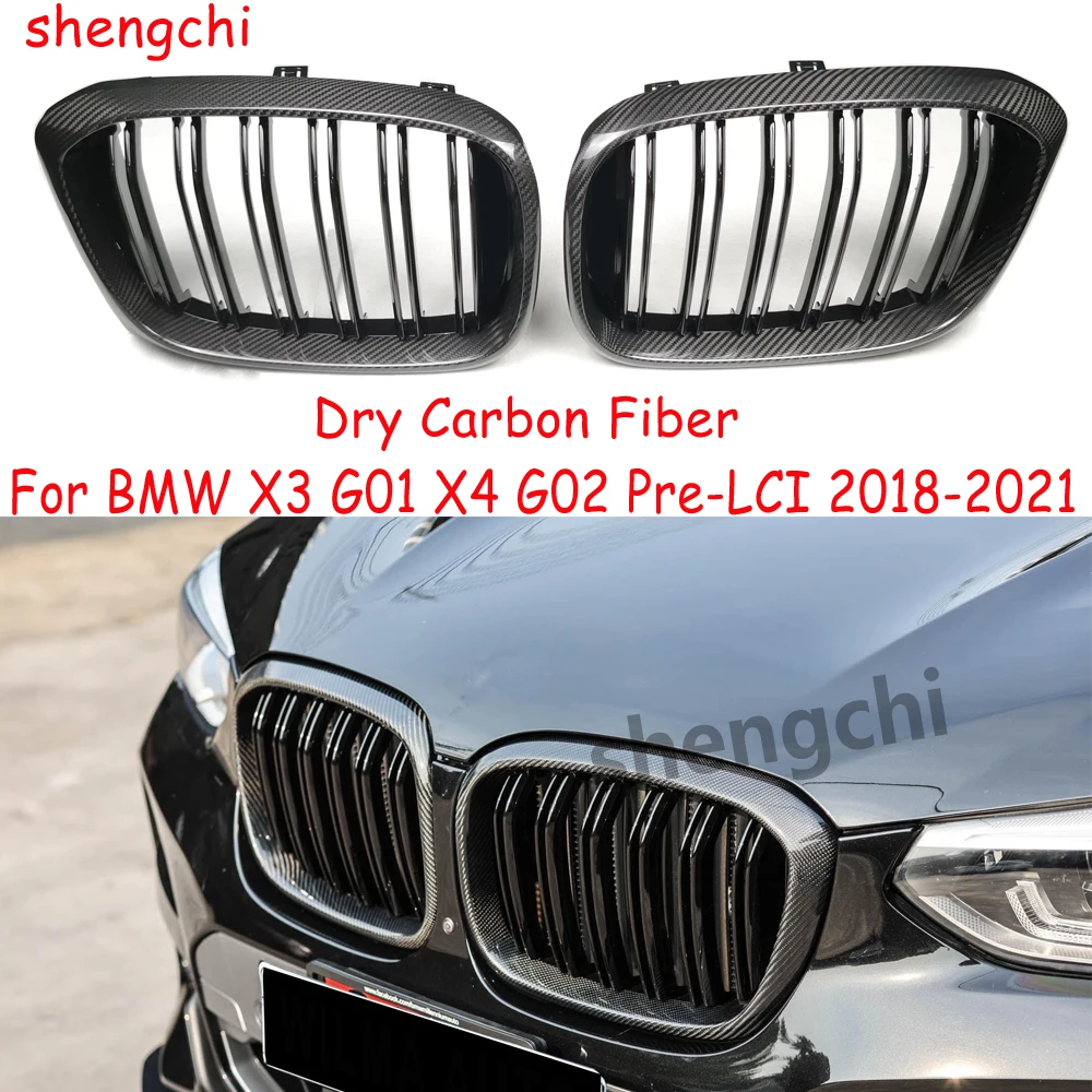 G01 G02 Pre-Lci Dry Carbon Fiber Front Bumper Grille For BMW X3 X4 G01 G02 X3M F97 X4M F98 Replacement Racing Grills 2018-2021