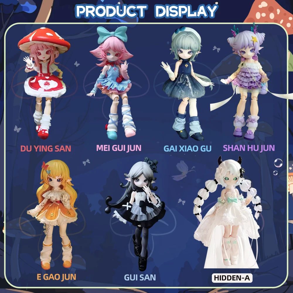Mushroom Mycelium 1/12 BJD Blind Box Dress up Anime Figure Collectible Trendy Toy Kawaii Movable Joint Doll Surprise Gift decor view 2