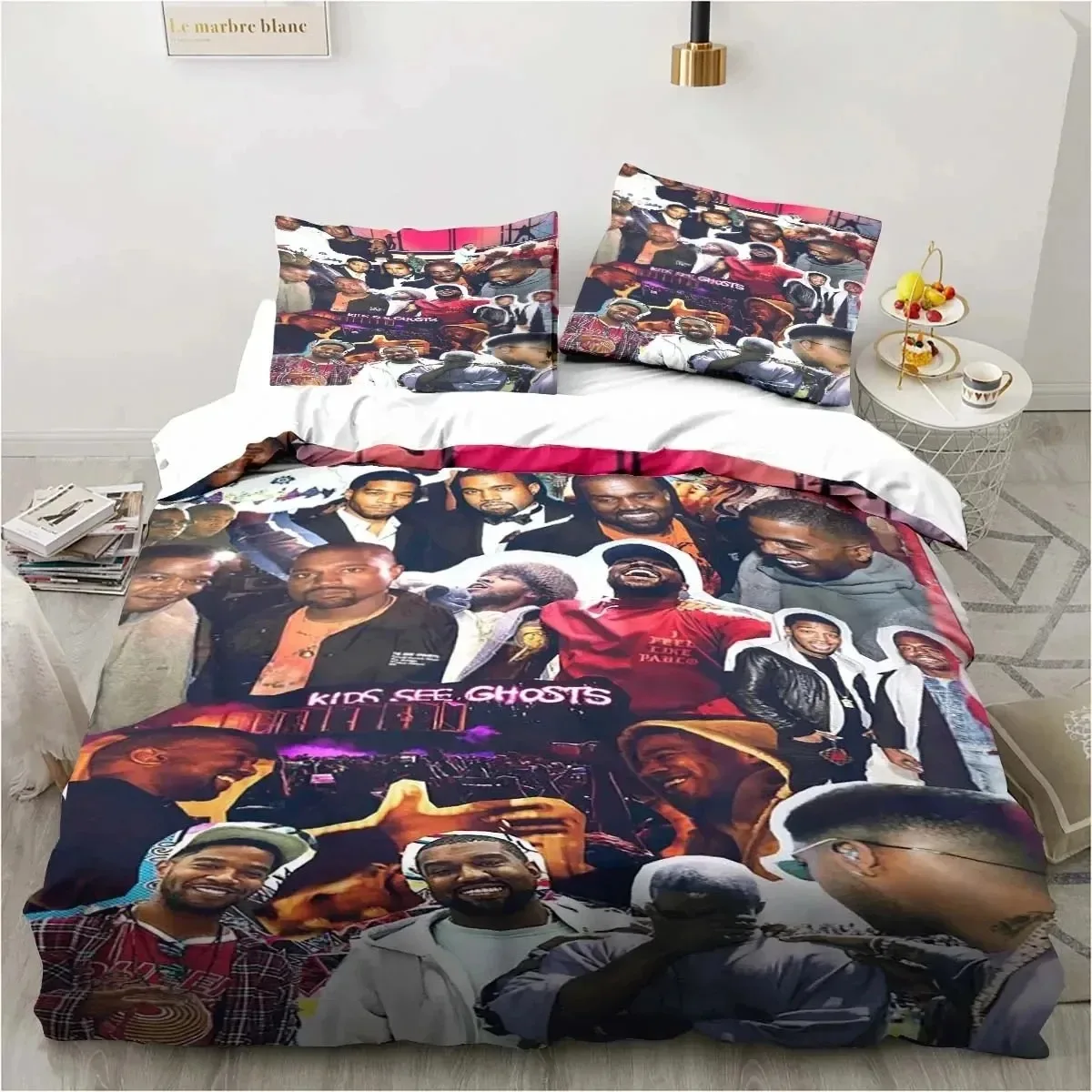 

Rapper Kanye West Bedding Set Duvet Cover Bed Set Quilt Cover Pillowcase Comforter King Queen Size Boys Adult Bedding Set